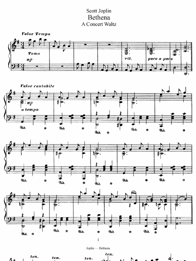 bethena scott joplin sheet music